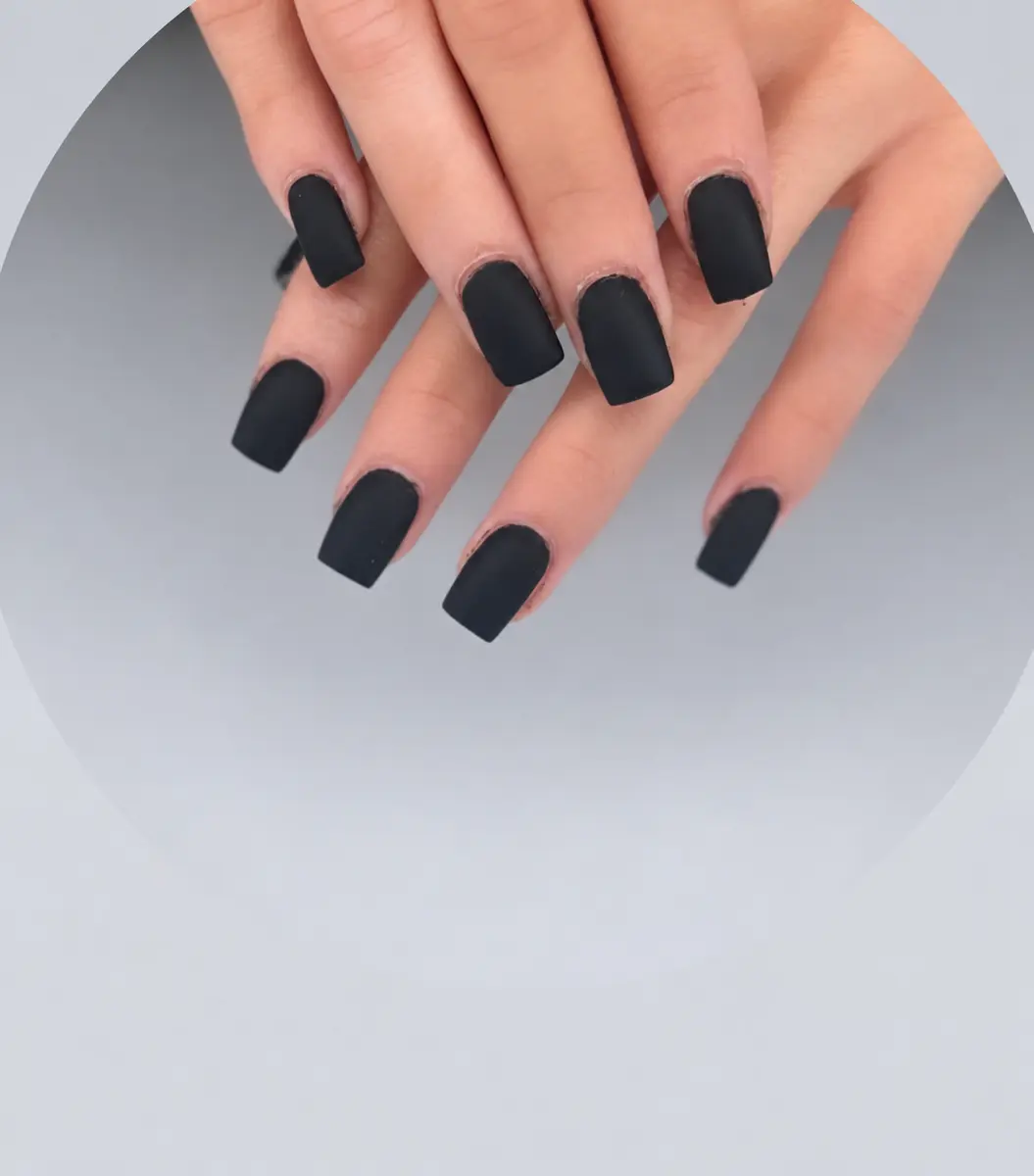 Simple matte-black square full set by Elasc Nails